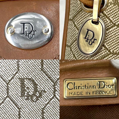 Christian Dior Shoulder Bag Purse Honeycomb PVC Leather Beige Authentic