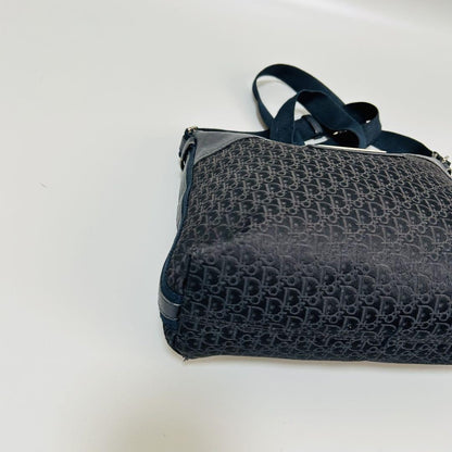 Christian Dior Shoulder Bag Purse Trotter Canvas Leather Black Authentic