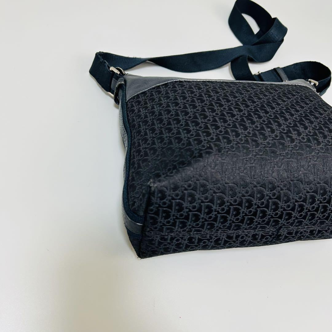 Christian Dior Shoulder Bag Purse Trotter Canvas Leather Black Authentic