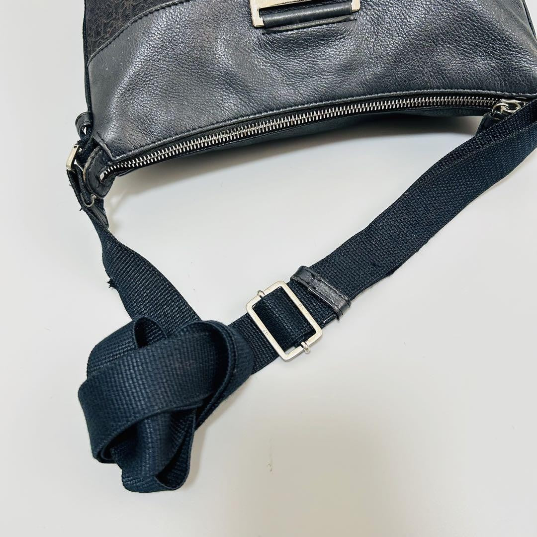 Christian Dior Shoulder Bag Purse Trotter Canvas Leather Black Authentic