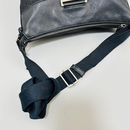 Christian Dior Shoulder Bag Purse Trotter Canvas Leather Black Authentic