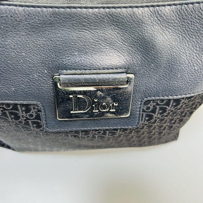Christian Dior Shoulder Bag Purse Trotter Canvas Leather Black Authentic