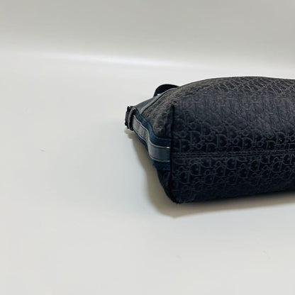 Christian Dior Shoulder Bag Purse Trotter Canvas Leather Black Authentic