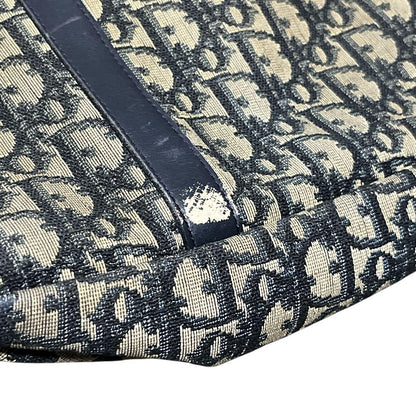 Christian Dior Hand Bag Tote Purse Mini Boston Trotter Canvas Leather Navy Auth