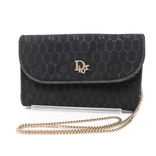 Christian Dior Shoulder Bag Purse Honeycomb Chain Black Authentic