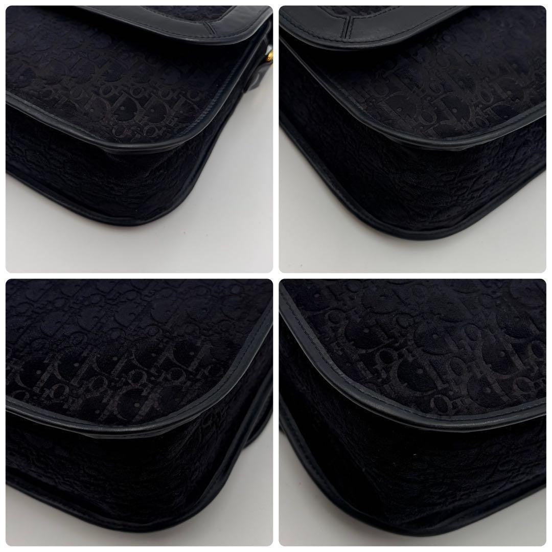 Christian Dior Shoulder Bag Purse Trotter Suede Leather Dark Navy Authentic