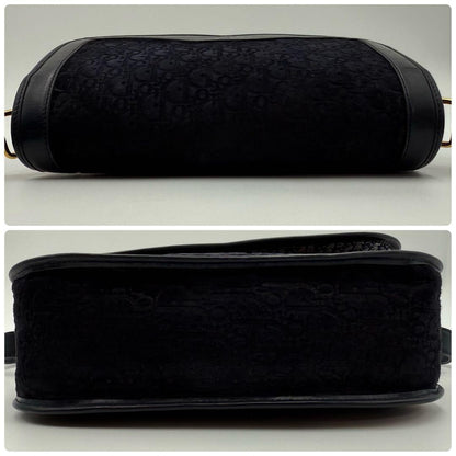 Christian Dior Shoulder Bag Purse Trotter Suede Leather Dark Navy Authentic