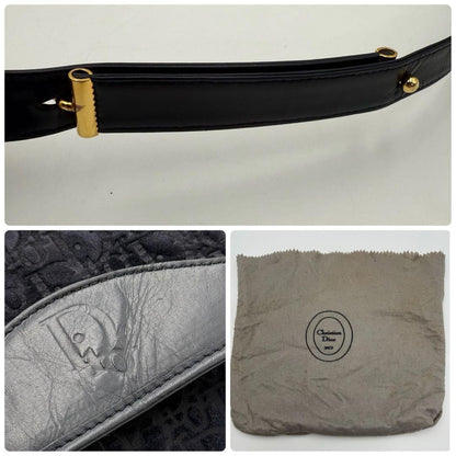 Christian Dior Shoulder Bag Purse Trotter Suede Leather Dark Navy Authentic