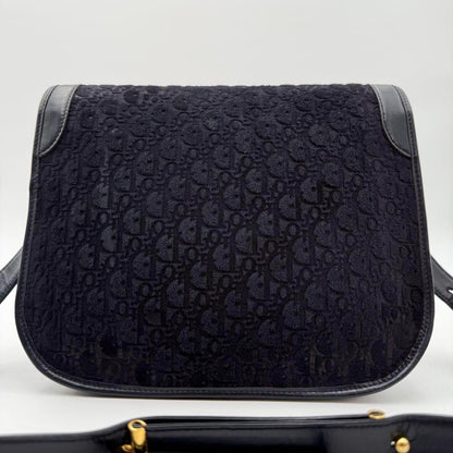 Christian Dior Shoulder Bag Purse Trotter Suede Leather Dark Navy Authentic