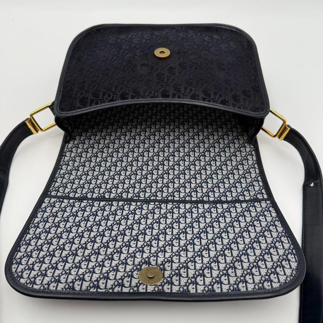 Christian Dior Shoulder Bag Purse Trotter Suede Leather Dark Navy Authentic