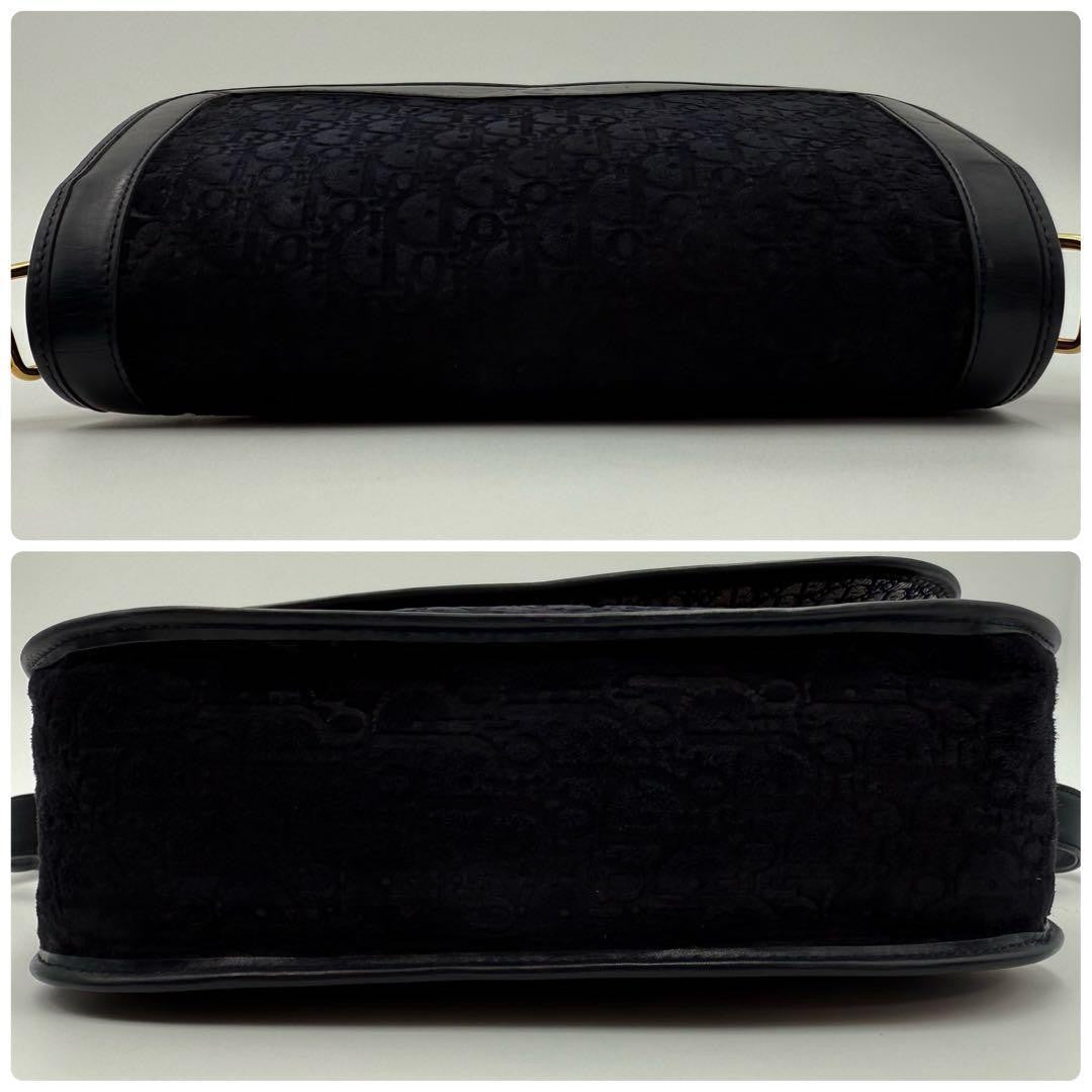 Christian Dior Shoulder Bag Purse Trotter Suede Leather Dark Navy Authentic