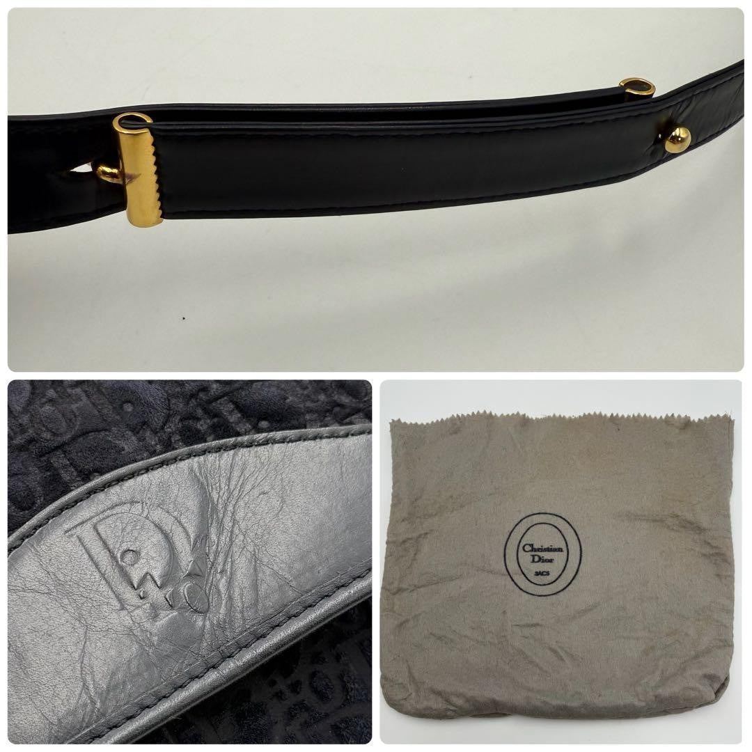 Christian Dior Shoulder Bag Purse Trotter Suede Leather Dark Navy Authentic