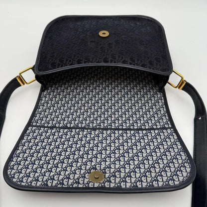 Christian Dior Shoulder Bag Purse Trotter Suede Leather Dark Navy Authentic
