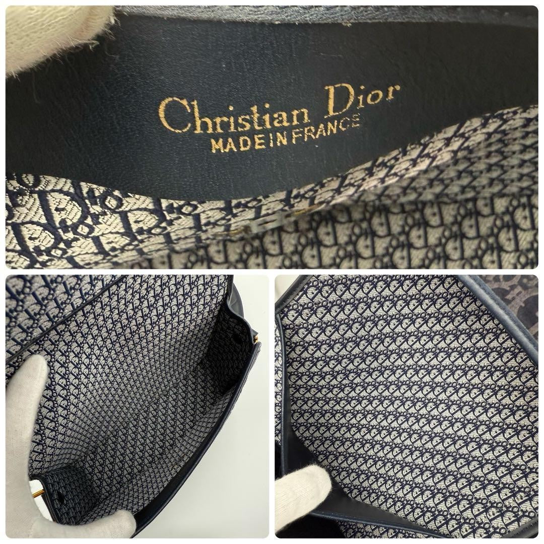 Christian Dior Shoulder Bag Purse Trotter Suede Leather Dark Navy Authentic