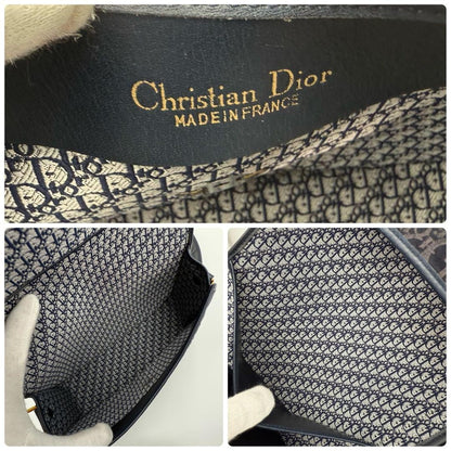 Christian Dior Shoulder Bag Purse Trotter Suede Leather Dark Navy Authentic