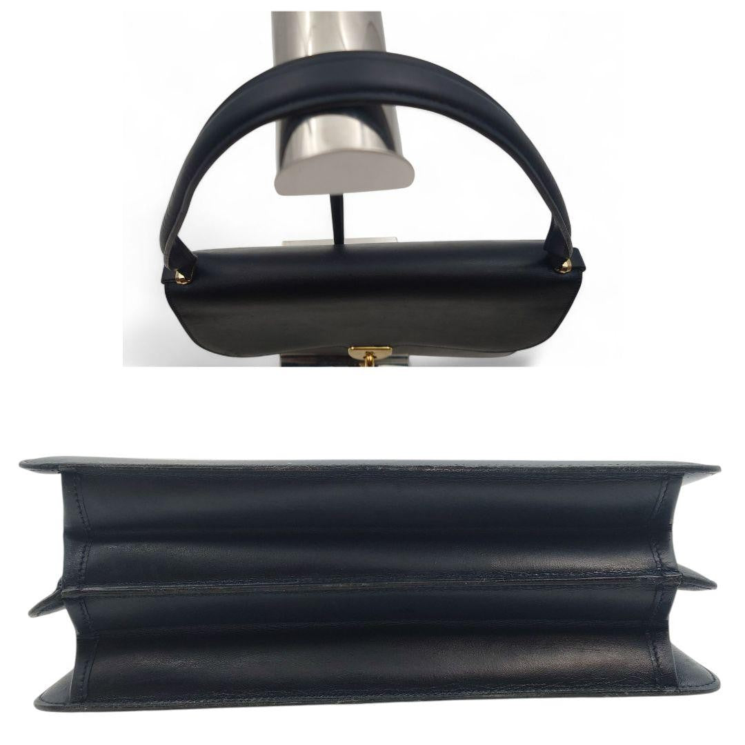 Christian Dior Hand Shoulder Bag Tote Purse Logo Leather Navy Authentic