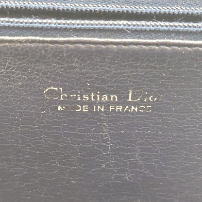Christian Dior Hand Shoulder Bag Tote Purse Logo Leather Navy Authentic