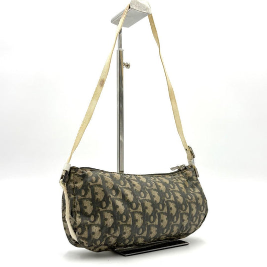 Christian Dior Shoulder Bag Purse Accessory Pouch Trotter Nylon Navy Authentic