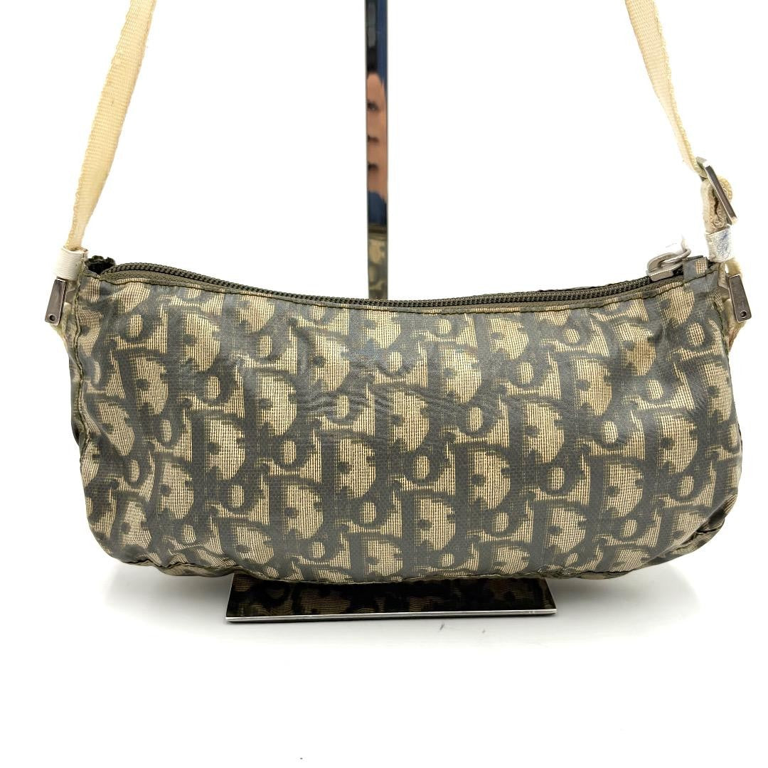 Christian Dior Shoulder Bag Purse Accessory Pouch Trotter Nylon Navy Authentic