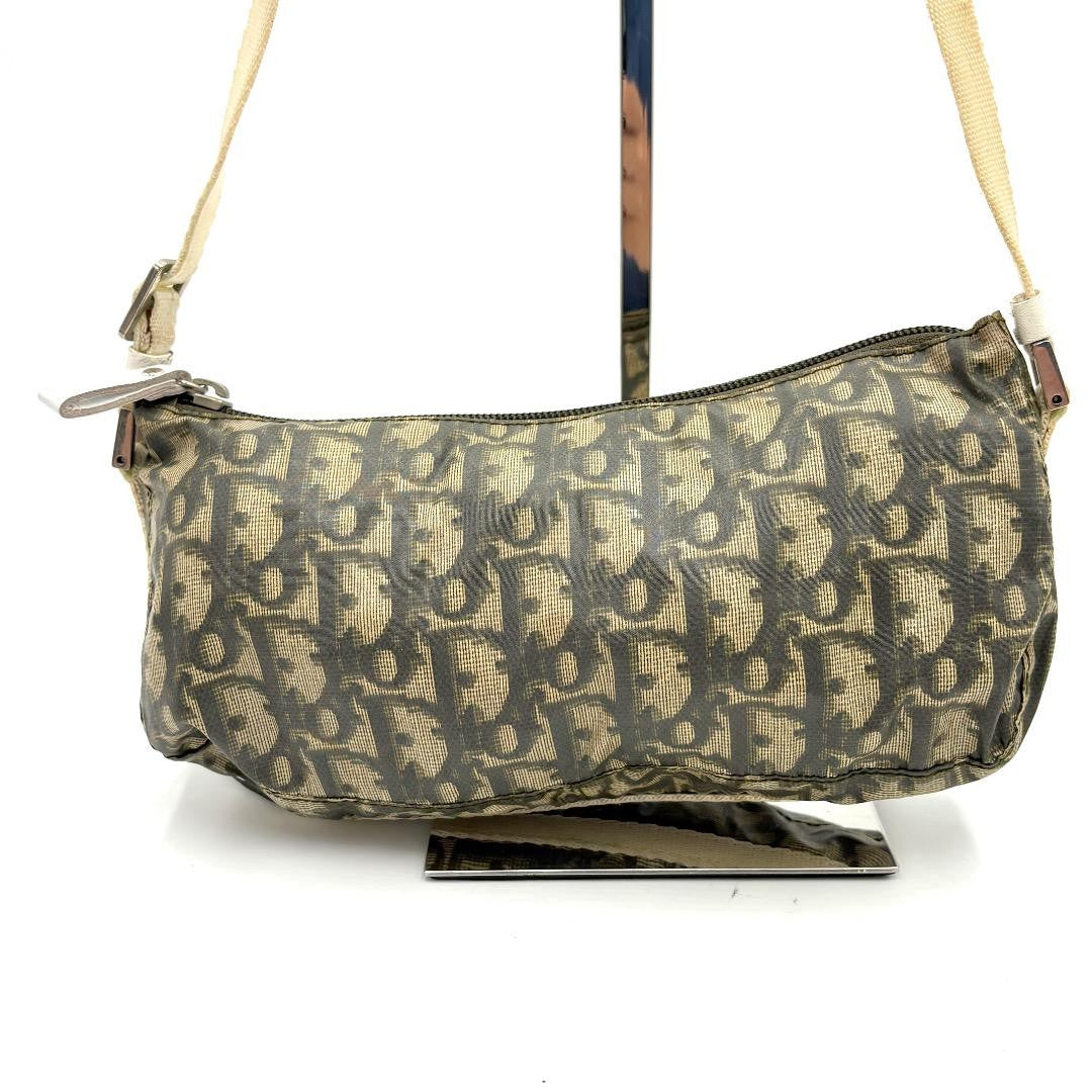 Christian Dior Shoulder Bag Purse Accessory Pouch Trotter Nylon Navy Authentic