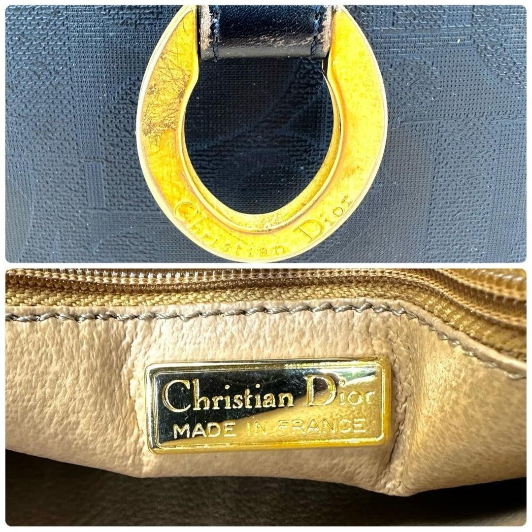 Christian Dior Hand Bag Tote Purse Leather Navy Authentic