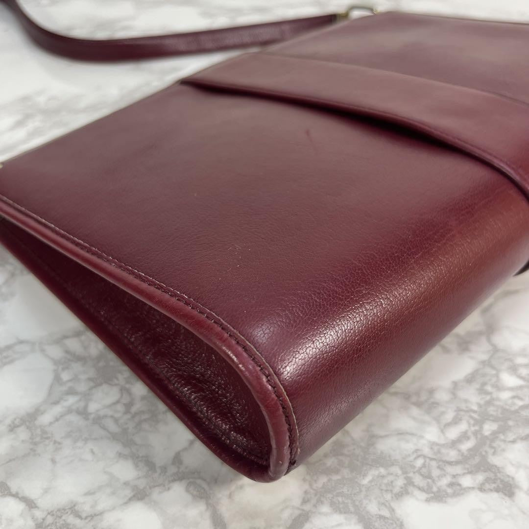 Christian Dior Shoulder Bag Purse CD Leather Wine Red Authentic