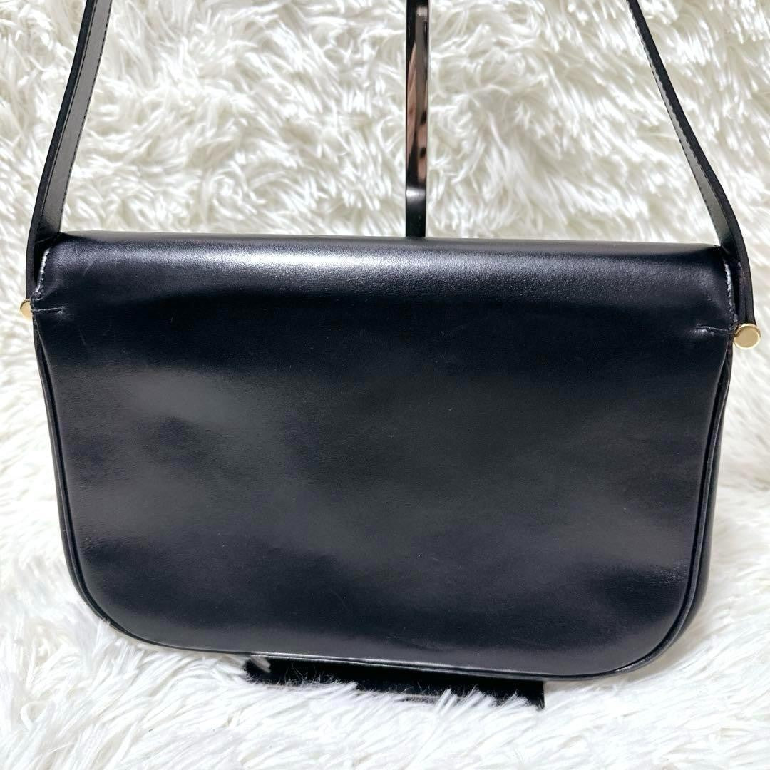 Christian Dior Shoulder Bag Purse CD Leather Black Authentic