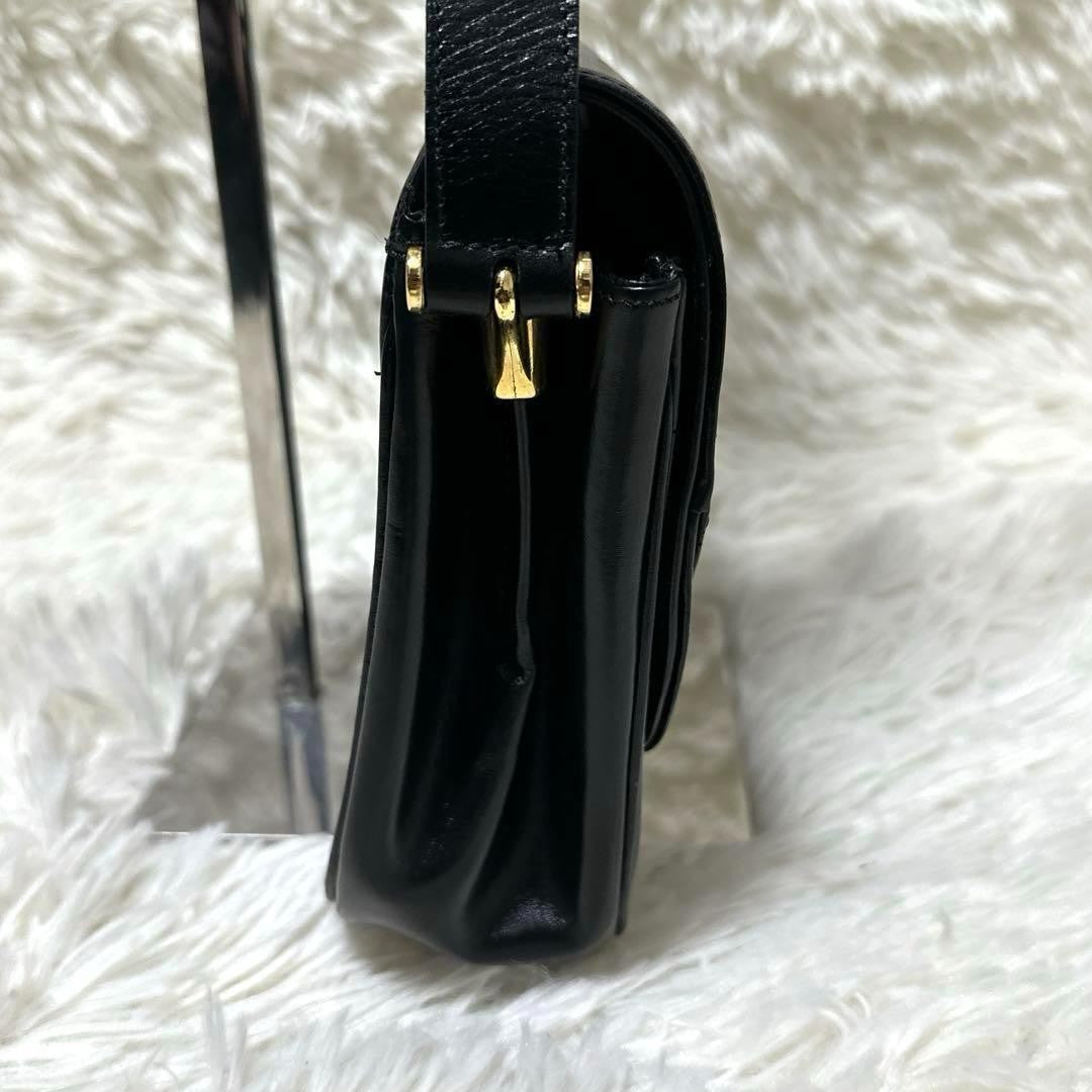 Christian Dior Shoulder Bag Purse CD Leather Black Authentic
