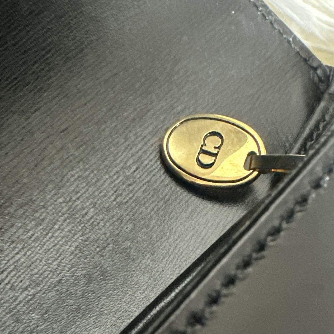Christian Dior Shoulder Bag Purse CD Leather Black Authentic