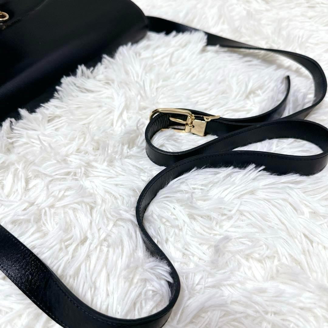 Christian Dior Shoulder Bag Purse CD Leather Black Authentic