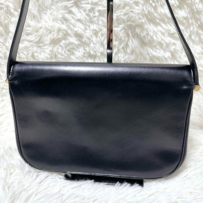 Christian Dior Shoulder Bag Purse CD Leather Black Authentic