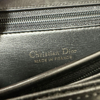 Christian Dior Shoulder Bag Purse CD Leather Black Authentic