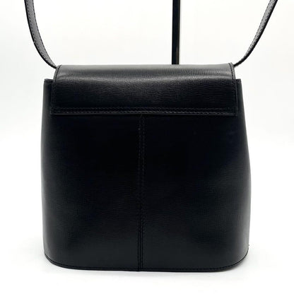Christian Dior Shoulder Bag Purse CD Leather Black Authentic