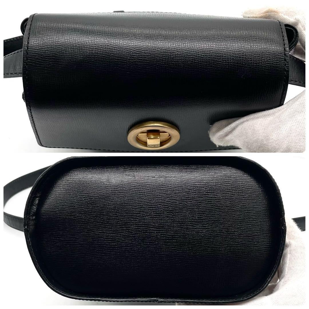 Christian Dior Shoulder Bag Purse CD Leather Black Authentic