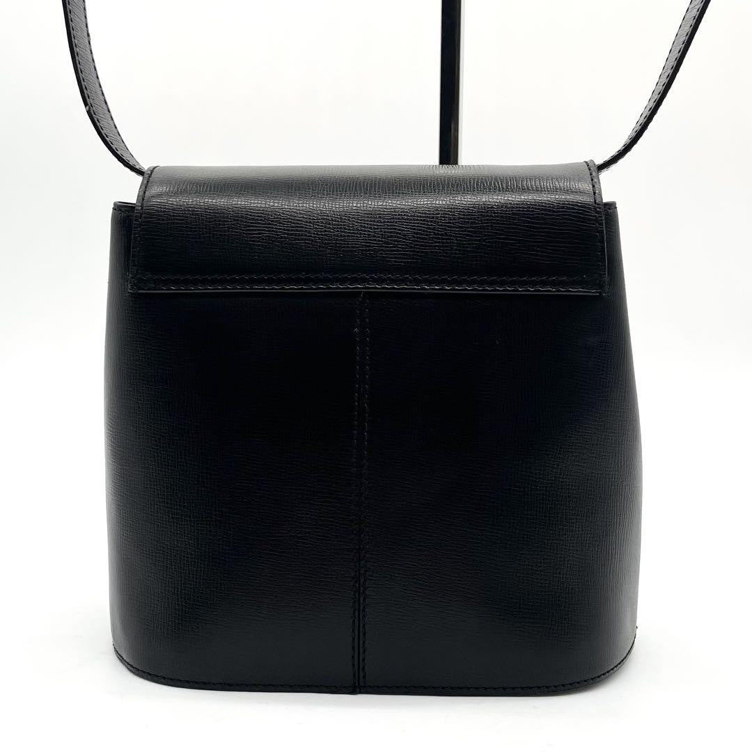 Christian Dior Shoulder Bag Purse CD Leather Black Authentic
