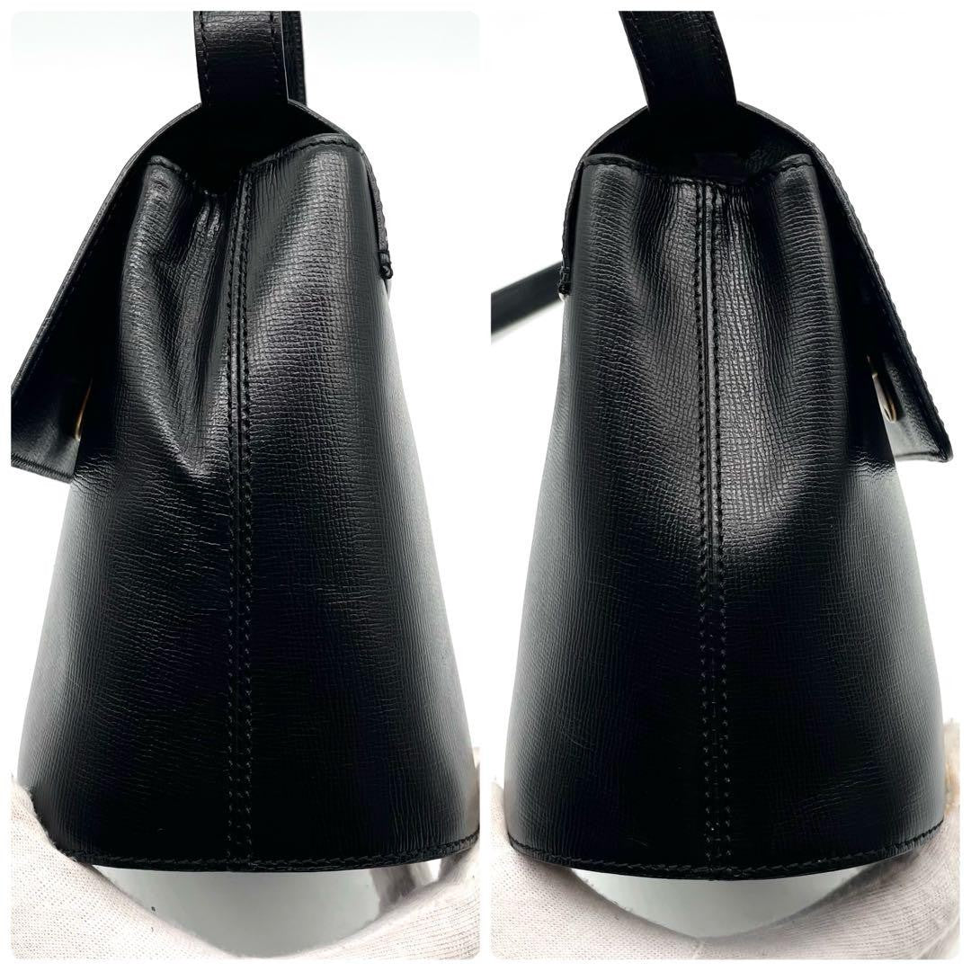 Christian Dior Shoulder Bag Purse CD Leather Black Authentic