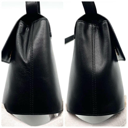 Christian Dior Shoulder Bag Purse CD Leather Black Authentic