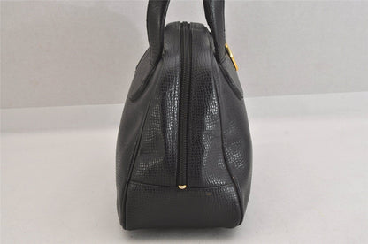 Christian Dior Hand Bag Tote Purse Boston Bag CD Leather Black Authentic