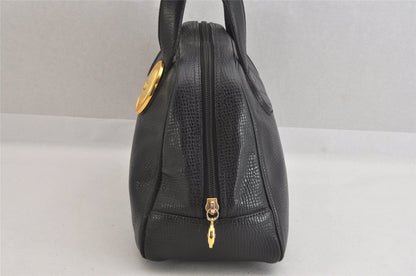 Christian Dior Hand Bag Tote Purse Boston Bag CD Leather Black Authentic
