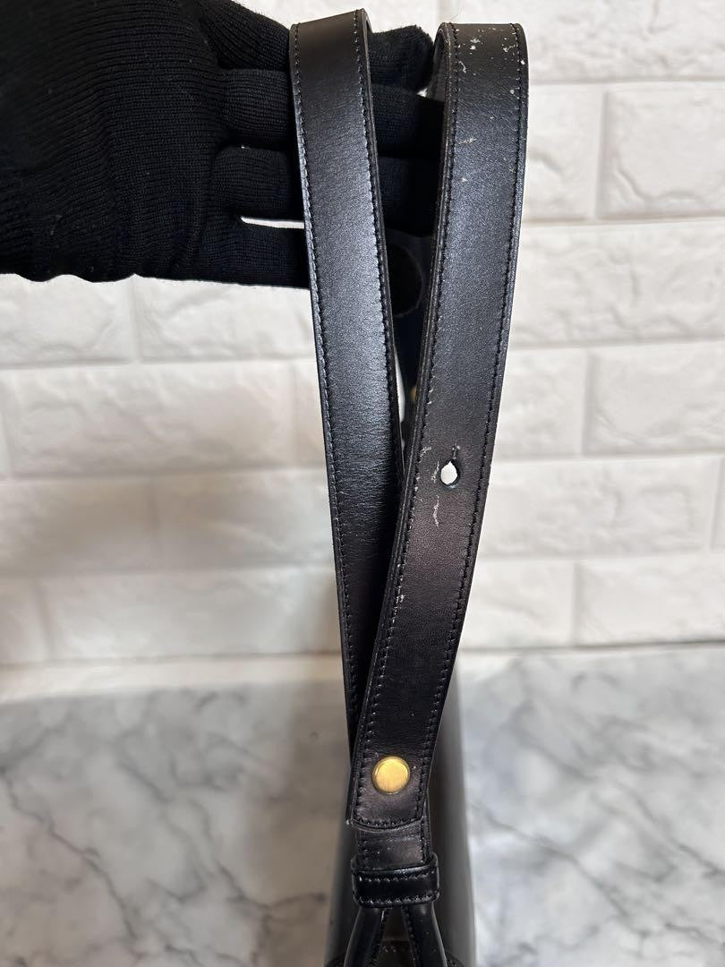 Christian Dior Shoulder Bag Purse CD Leather Black Authentic