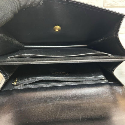 Christian Dior Shoulder Bag Purse CD Leather Black Authentic