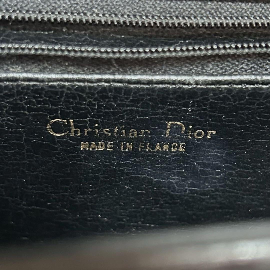 Christian Dior Shoulder Bag Purse CD Leather Black Authentic