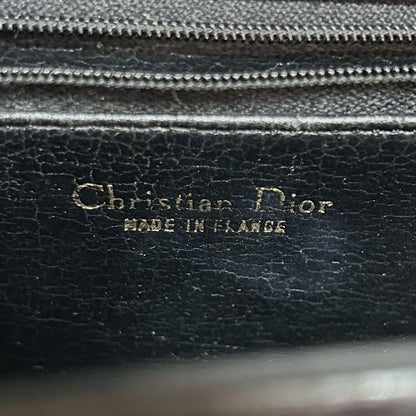 Christian Dior Shoulder Bag Purse CD Leather Black Authentic
