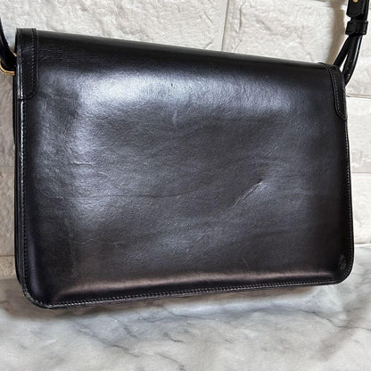 Christian Dior Shoulder Bag Purse CD Leather Black Authentic