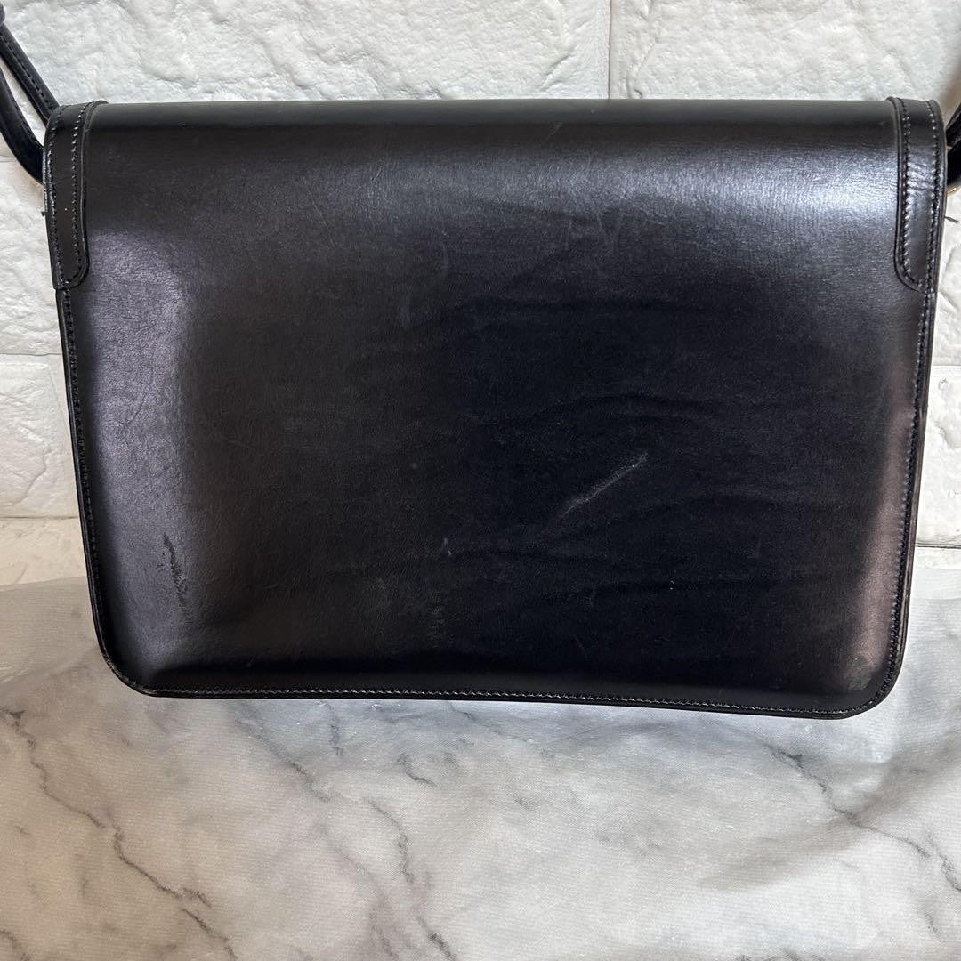 Christian Dior Shoulder Bag Purse CD Leather Black Authentic