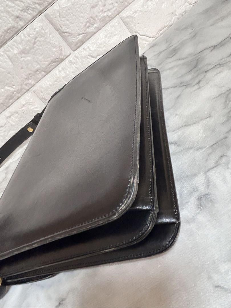 Christian Dior Shoulder Bag Purse CD Leather Black Authentic
