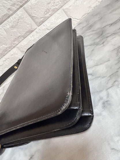 Christian Dior Shoulder Bag Purse CD Leather Black Authentic