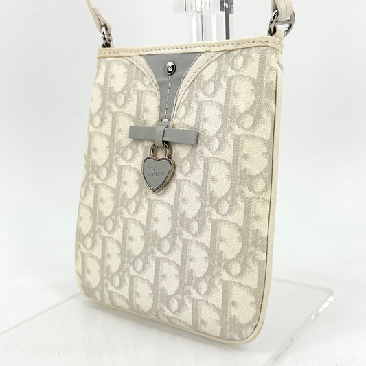 Christian Dior Shoulder Bag Purse Trotter Gray White Authentic