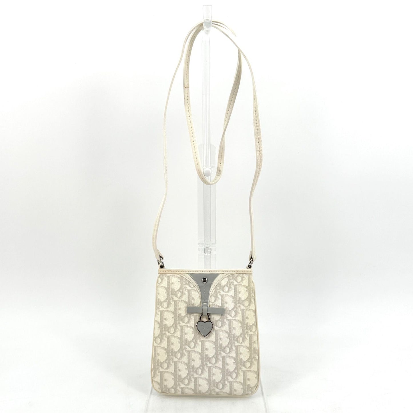 Christian Dior Shoulder Bag Purse Trotter Gray White Authentic