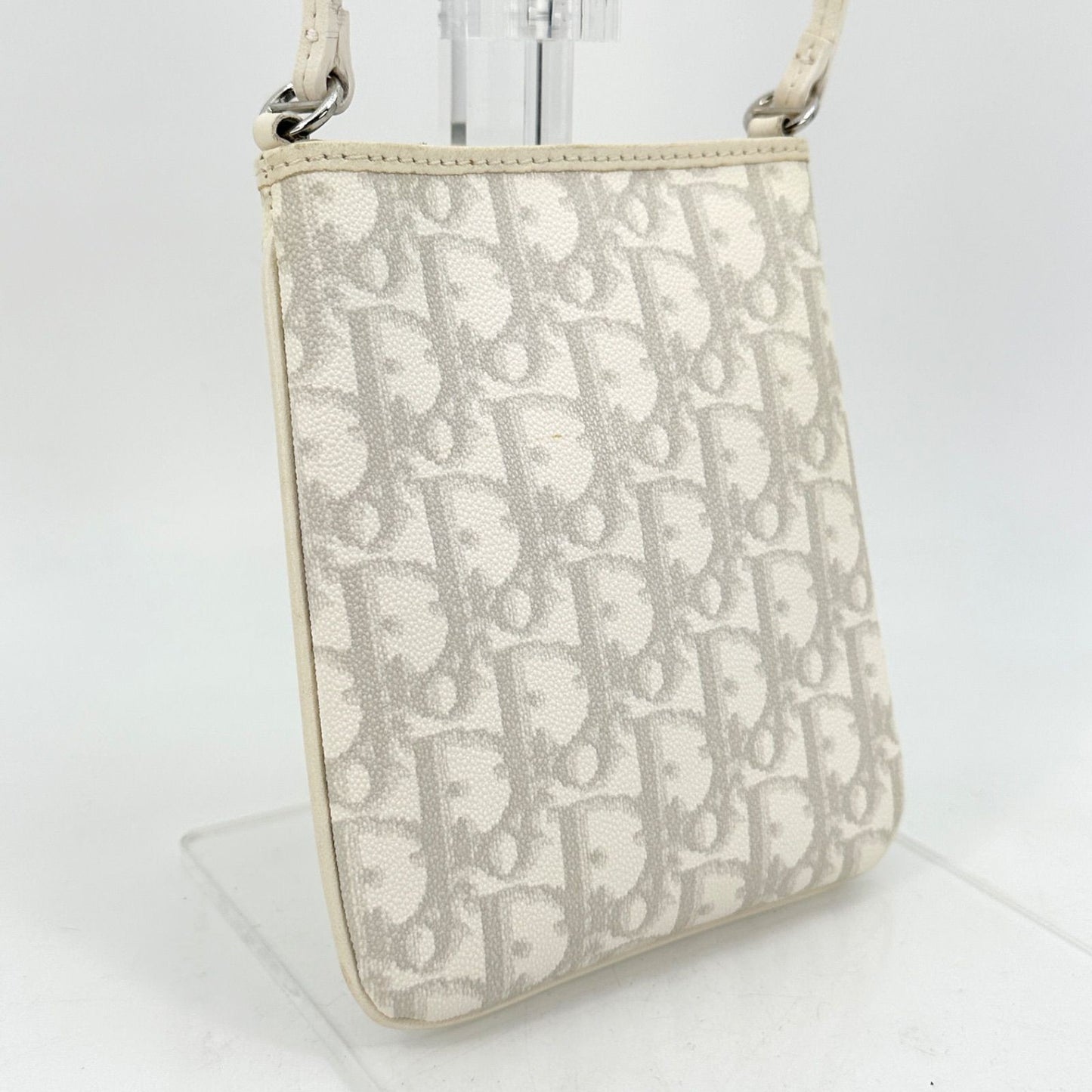 Christian Dior Shoulder Bag Purse Trotter Gray White Authentic